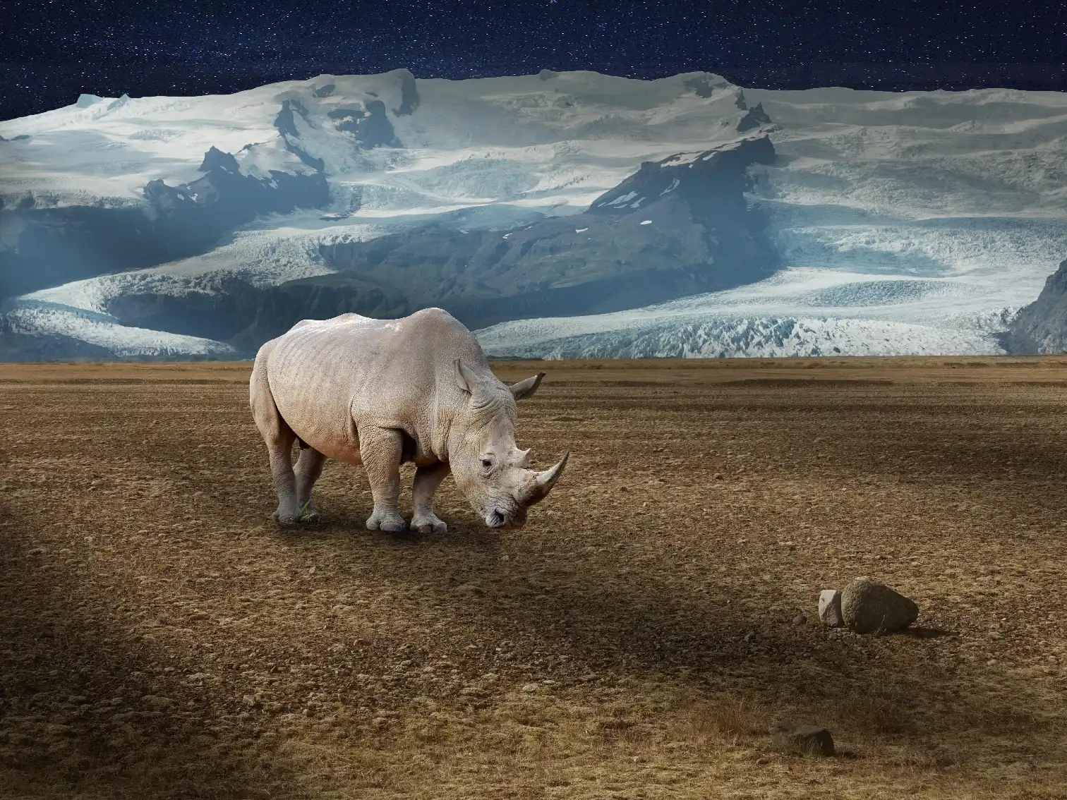 rhino op ijsland